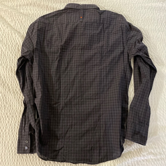 BOSS ORANGE HUGO BOSS Soft Straight Collar Check Print Sport Shirt In Black XL - Picture 4 of 7